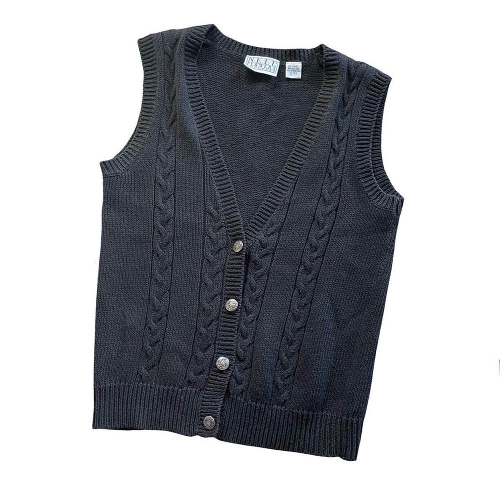 Charcoal Gray Cable Knit Vest